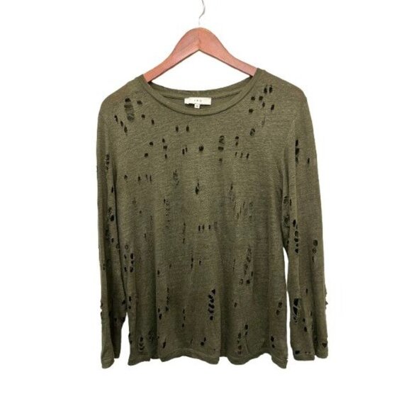 IRO Top Distressed Gray Size Medium Linen Crew Neck Torn Grunge Goth - Picture 1 of 8
